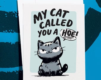 Rude Birthday Card for Cat Lover, Rude Friend Gag Gift, Inappropriate Bday Greeting