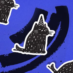 Grumpy Cat Birthday Sticker: Sarcastic Black Cat Vinyl Decal, New Year Decal