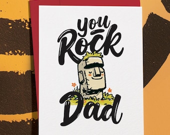 Punny Father's Day Card for Father, You Rock Greeting Pun, Snarky Dad Joke Greeting