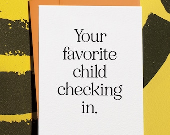 Tarjeta divertida para mamá y papá: saludo sarcástico para el Día de la Madre y el Día del Padre de parte de un hijo único