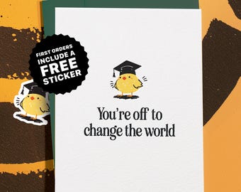 Cute Graduation Card for New Teacher, Grad Card for Friend, New Professor Graduate, Graduating Class of 2025, Change the World Graduate
