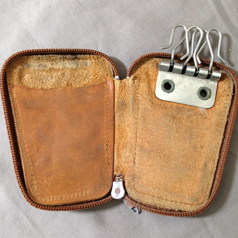 Vintage Leather Zipper Key Case Australia