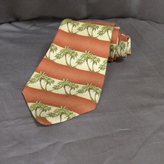 Tommy Bahama Vintage Tie Palm Tree Pattern 100% Silk 4 in Wide