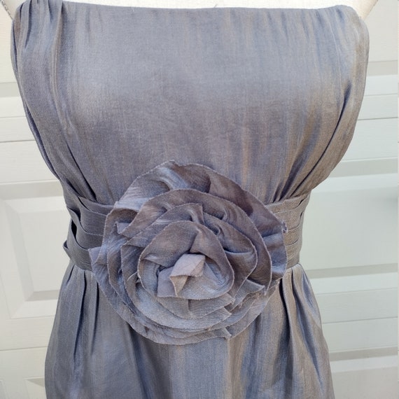 Vintage 1990s Y2K Gray Strapless Formal Knee Leng… - image 2