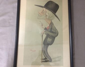 Vanity Fair 1896 George Meredith Our First Novelist Max Beerbohm Litho Framed