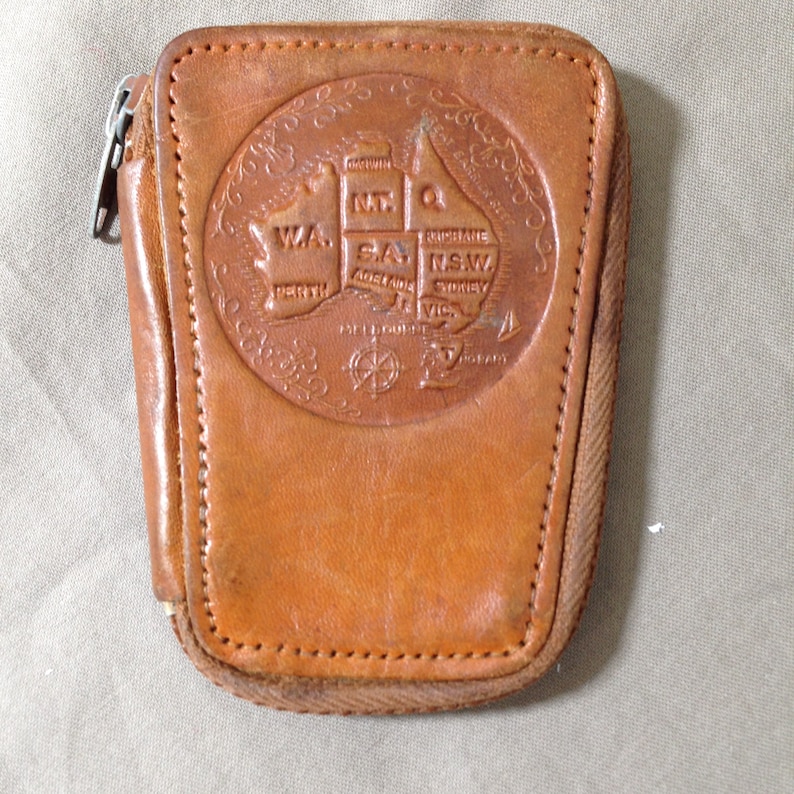 Vintage Leather Zipper Key Case Australia