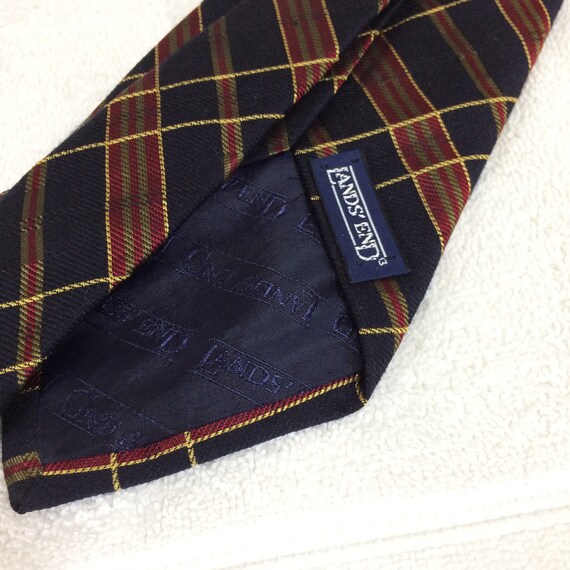 Vintage Lands End Tie Mens Necktie Navy Red Gold … - image 3