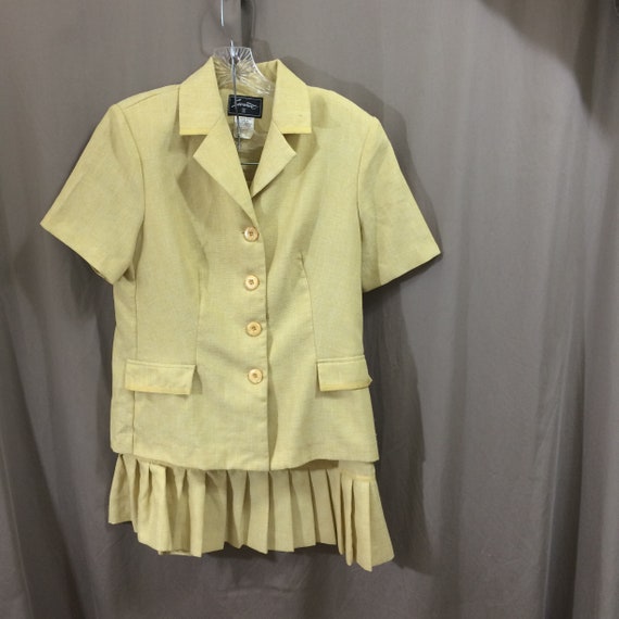 Vintage 80s/90s Skirt Suit Yellow Sweet Suit Pape… - image 1