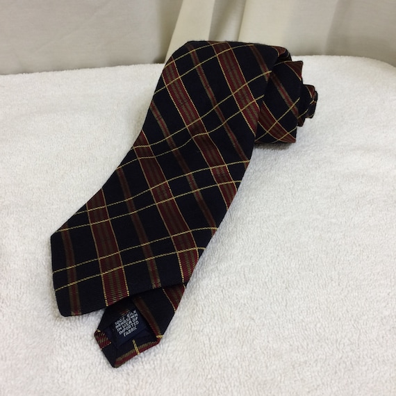 Vintage Lands End Tie Mens Necktie Navy Red Gold … - image 1