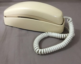 Vintage 1980s AT&T 210 Beige Corded Desk Phone Push Button Retro Untested
