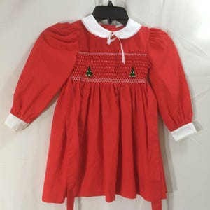 polly flinders christmas dresses Vintage Polly Flinders Red Velvet Smocked Christmas Holiday Dress Girls  Size 6