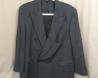 Vintage Nino Cerruti Double Breasted Blazer Union Tag Made USA Gray 48R