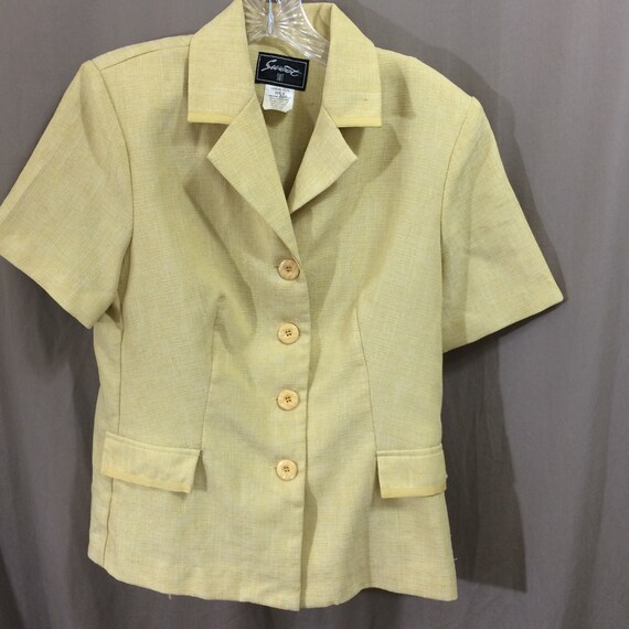 Vintage 80s/90s Skirt Suit Yellow Sweet Suit Pape… - image 4