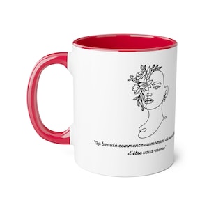 Feminine Accent Mug - Décor Ceramic Coffee Cup, Beauty Tea Mug, Elegant Gift, French Charm Kitchen Decor, Unique Home Office Gift