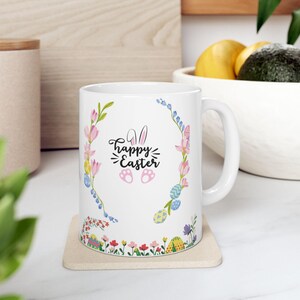 happy easter Ceramic Mug - Perfect Gift for Easter, Birthday, or Garden Lovers, Tea Mug, Coffee Cup, Home Decor, Gift Idea