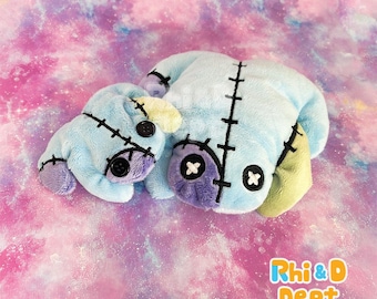Cotton Candy Scented Patchwork Pocket Frog Plush Stuffed Animal | HANDMADE TO ORDER