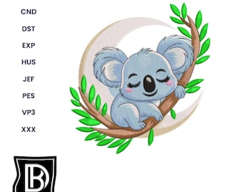 Sleeping Koala Embroidery Design | Australian Animal Machine Embroidery File (Instant Download)