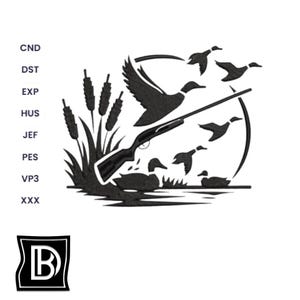 Duck Hunting Embroidery Design: Waterfowl Machine Embroidery Pattern (Digital File)