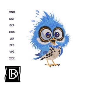 Lindo diseño de bordado de pájaro azul, bordado de pájaros, lindo pájaro azul, pájaro animado, bordado de pájaro brillante, descarga instantánea