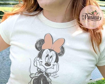 Disney Minnie Mouse Classic Sketch Cute Vintage Portrait Baby Tee, Mickey & Friends Croptop Women T-shirt, WDW Magic Kingdom Girl Trip 2026