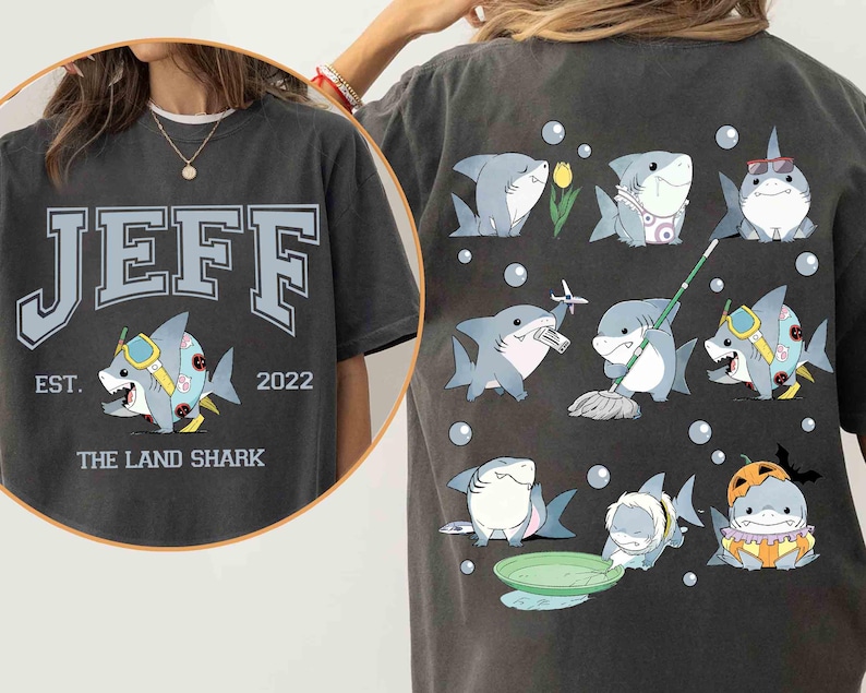 2-sided Marvel Jeff the Land Shark Emotions T-shirt, Marvel Rivals Shirt, Jeff Marvel Rivals, Retro 90s Shark Superhero Shirt, Family Gift image 1