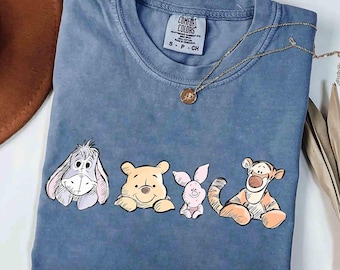 Comfort Colors® Coquette Watercolor Winnie The Pooh Shirt, Pooh Bear Piglet Eeyore, Disney Girls Trip Tee, Hundred Acre Woods Family Trip