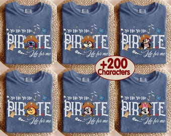 Customize All Characters Disney Pirates Shirt, Yo Ho Yo Ho A Pirate&#39;s Life for Me Mickey & Friends Disney Cruise Shirt, Family Cruise Tee