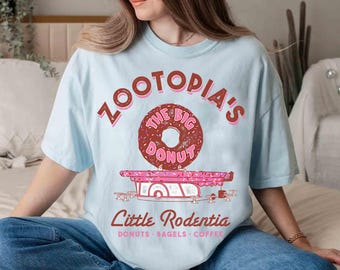 Camiseta de la cafetería "The Big Donut" de Zootopia, camiseta a juego de la película Zootopia 2 (2026), camiseta de viaje familiar a Disneyland (WDW)