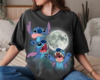 Camiseta divertida de Stitch con Luna, camiseta a juego de la película Disney Lilo & Stitch (2026), camiseta de Stitch coqueta, viaje de chicas Disney, camiseta familiar de Disneyland