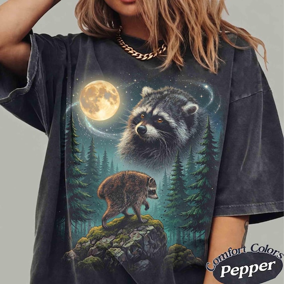 Vintage Jimothy Raccoon Shirt, Seattle Feral Legend Comfort Colors Tee, Retro Moon Graphic T-shirt, Funny Trash Panda Cottagecore Animal Tee