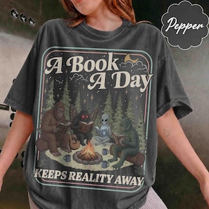 Cryptid Book Club Shirt, Bigfoot Mothman Jackalope Shirt, Funny Cryptid Reader Shirt, Bookish Cryptid Lover Gift, Campfire Reading Book Tee