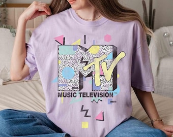 Retro 90's MTV Shape Design Logo T-shirt, Retro 80s & 90s MTV Matching Shirt, Girls Trip Outfits, MTV Birthday Girl Gift Shirt, Music Girl