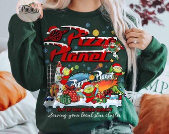Vintage Pizza Planet Toy Story Christmas Shirt, Aliens Toy Story Pizza Planet Xmas Tee, Mickey's Very Merry Christmas Disneyland 2026 Trip
