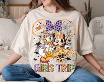 Vintage Minnie Daisy Halloween Girl Trip Shirt, Disney Mickey's Not So Scary Party Tee, Halloween Matching Tee, Disneyland With Besties Tee