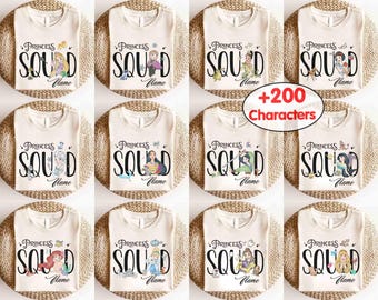Customize Disney Princess Squad Matching Shirt, Tiana Ariel Elsa Rapunzel Belle Jasmine Tee, WDW Magic Kingdom Family 2026 Girls Trip