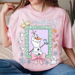 Retro Coquette Bow Olaf Frozen T-shirt, Disney Girls Trip T-shirt, Disney Anna Elsa Princess Tee, Disneyworld Disneyland Shirt, Frozen Tee image 7