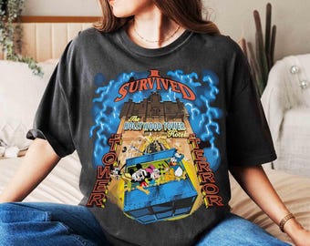 Camiseta Disney "Sobreviví a la Torre del Terror", Camiseta Mickey & Friends Hollywood Tower Hotel, Camiseta Disney Twilight Zone, Viaje de Halloween a Disneyworld