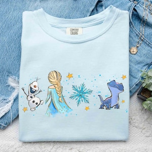 Watercolor Disney Frozen Elsa Princess T-Shirt,  Elsa And Anna Princess Tee, Olaf And Sven Tee, Girly Aesthetic Disney Girls Trip Tee