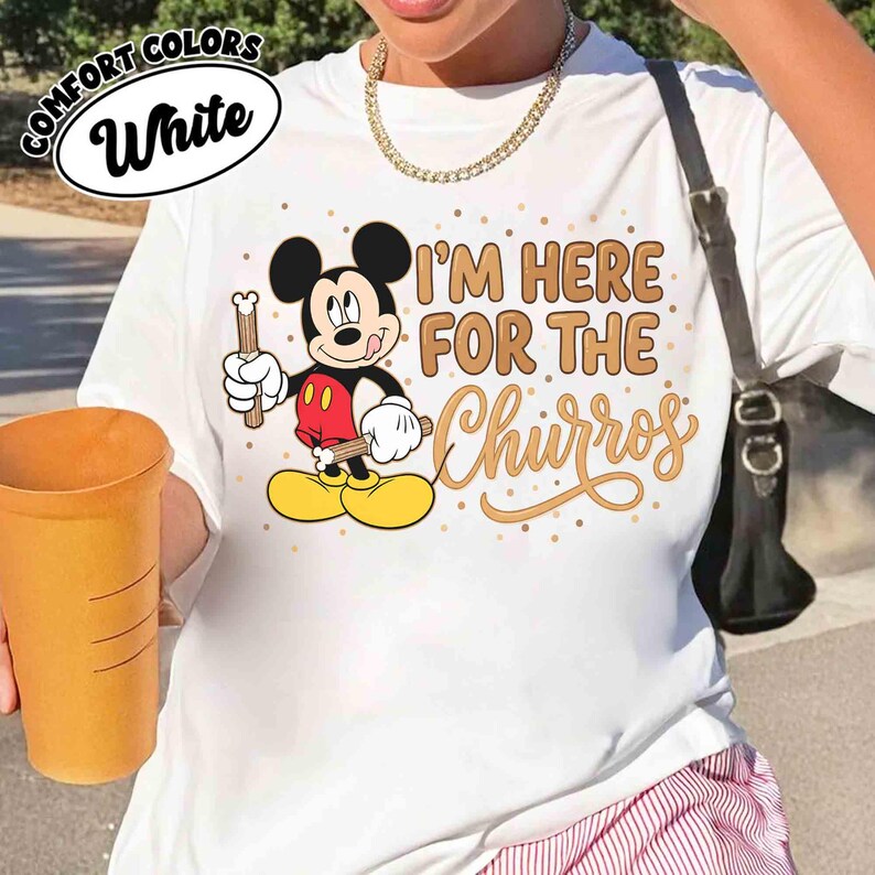 Comfort Colors Disney Mickey Mouse I’m Here For The Churros Snack Shirt, Epcot Snacks Team Tee, Disneyland Family Trip Foodie Outfits 2026 image 4