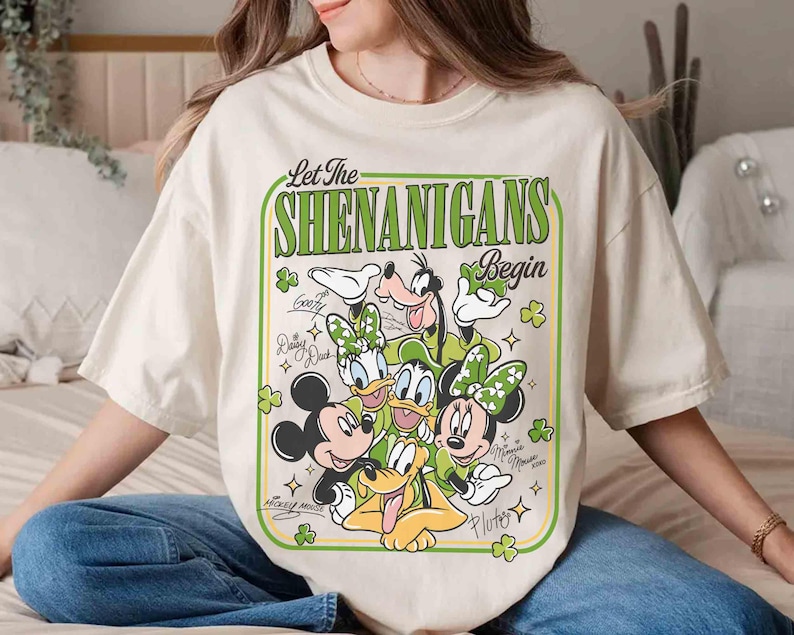 Mickey & Friends Patrick Day T-shirt, Let the Shenanigans Begin, Shamrock Disney Happy St. Patrick’s Day Tee, Disneyland Lucky Irish 2026 image 1