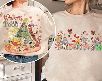 2-sided Winnie The Pooh And Friends Christmas Sweatshirt, Disney Mickey's Very Merry Christmas Party Tee, Disneyland Vacation Family Gifts
