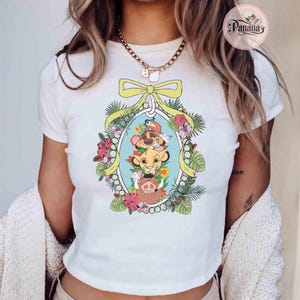 T-shirt bébé fleuri Coquette Bow Disney Le Roi Lion, T-shirt femme court Simba Timon Pumbaa Hakuna Matata, voyage WDW Magic Kingdom 2025 en famille