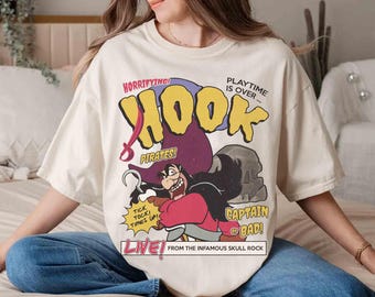 Camiseta vintage con grafiti del Capitán Garfio, camiseta de Halloween de los villanos de Peter Pan de Disney, viaje familiar a Magic Kingdom Disneyland 2026