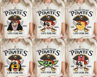 Mickey & Friends Disney Pirates Shirt, Customize All Characters Disney Cruise Family  Matching Tee, Yo Ho Yo Ho A Pirate's Life for Me Shirt