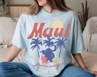 Camiseta Disney Maui Pua Pig Hei Hei Hawaii Beach You're Welcome, camiseta vintage Disney Moana, vacaciones familiares de verano WDW Disneyland 2026