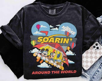 Camiseta vintage de Mickey y sus amigos volando alrededor del mundo, camiseta de Disney Ride Epcot Center, Donald Pluto y Goofy, atuendo familiar para viaje a Disneyland