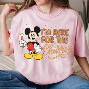 Comfort Colors Disney Mickey Mouse I’m Here For The Churros Snack Shirt, Epcot Snacks Team Tee, Disneyland Family Trip Foodie Outfits 2026 image 5