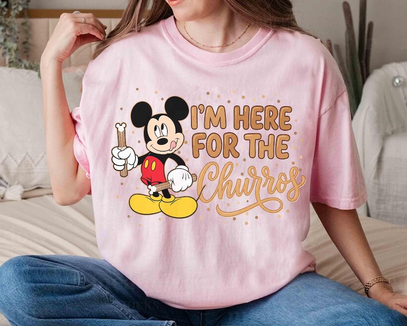 Comfort Colors Disney Mickey Mouse I’m Here For The Churros Snack Shirt, Epcot Snacks Team Tee, Disneyland Family Trip Foodie Outfits 2026 image 5