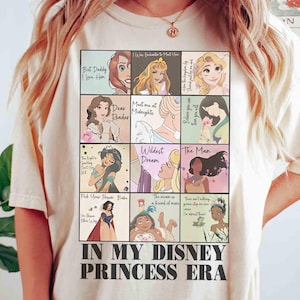 Retro In My Disney Princess Era Shirt, Disney All Princess Quotes Tee, Tiana Ariel Elsa Rapunzel Belle Jasmine Tee, Magic Kingdom Girl Trip