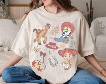 Maglietta Coquette Bow Jessie Cowgirl And Bullseye, maglietta Disney Pixar Toy Story Cowgirl, maglietta Western Country, maglietta Disneyland Girls 2026 Trip